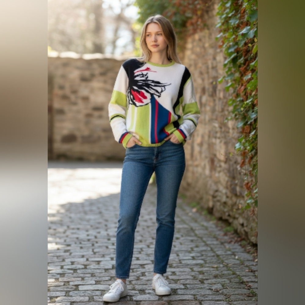 Versace Jeans Collection Multicolor Graphic Sweater